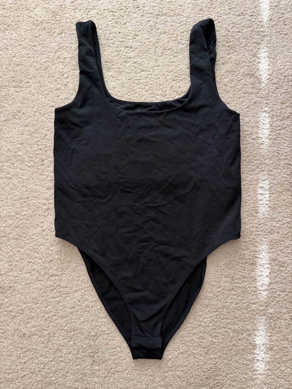 a new day Black Scoop Neck Bodysuit with Printed Logo Tag
